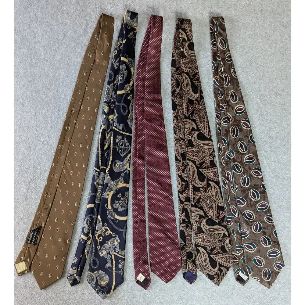 Chloe Mercedes Lanvin Liberty Oscar De La Renta Designer Neck Tie Lot of 5 Silk‎